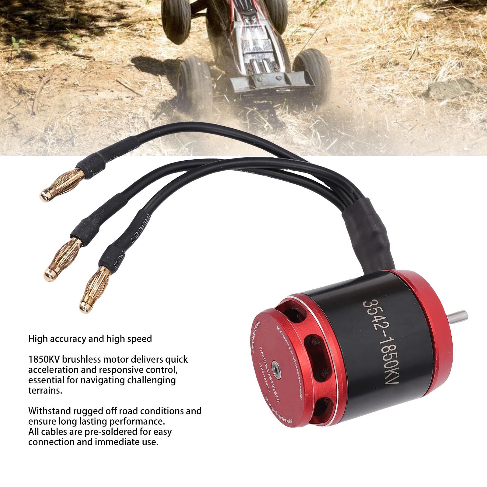 Pongnas 3542 1850KV Bezszczotkowy Silnik Outrunner z 80A AM32 Open-Source ESC do Samochodu Gąsienicowego Axial SCX10 /10 RC – Wstępnie Lutowany, Programowany Przez USB, Wysoka wydajność Pełzania