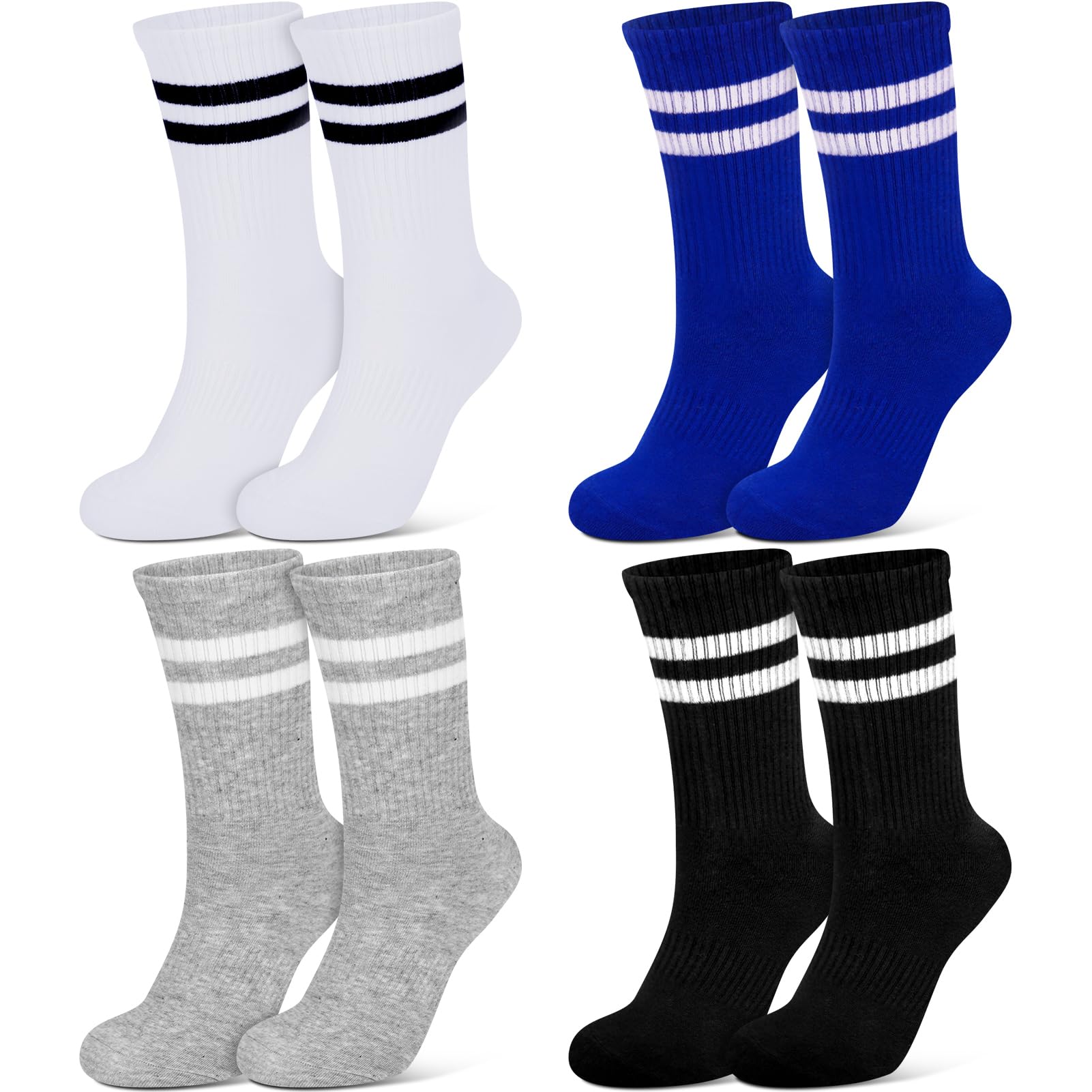 Lot De 4 Paires De Chaussettes Sport Unisexes - Coton Peigné Doublé, Tailles 36-47 - Pour Running, Fitness, Randonnée - 7