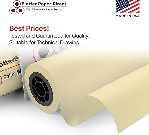 Miniatura 3 de Plotter Paper Direct (20 libras, color amarillo  2 rollos, núcleo de 2 pulgadas  24 pulgadas x 150 pies) para impresión CAD en impresoras de chorro