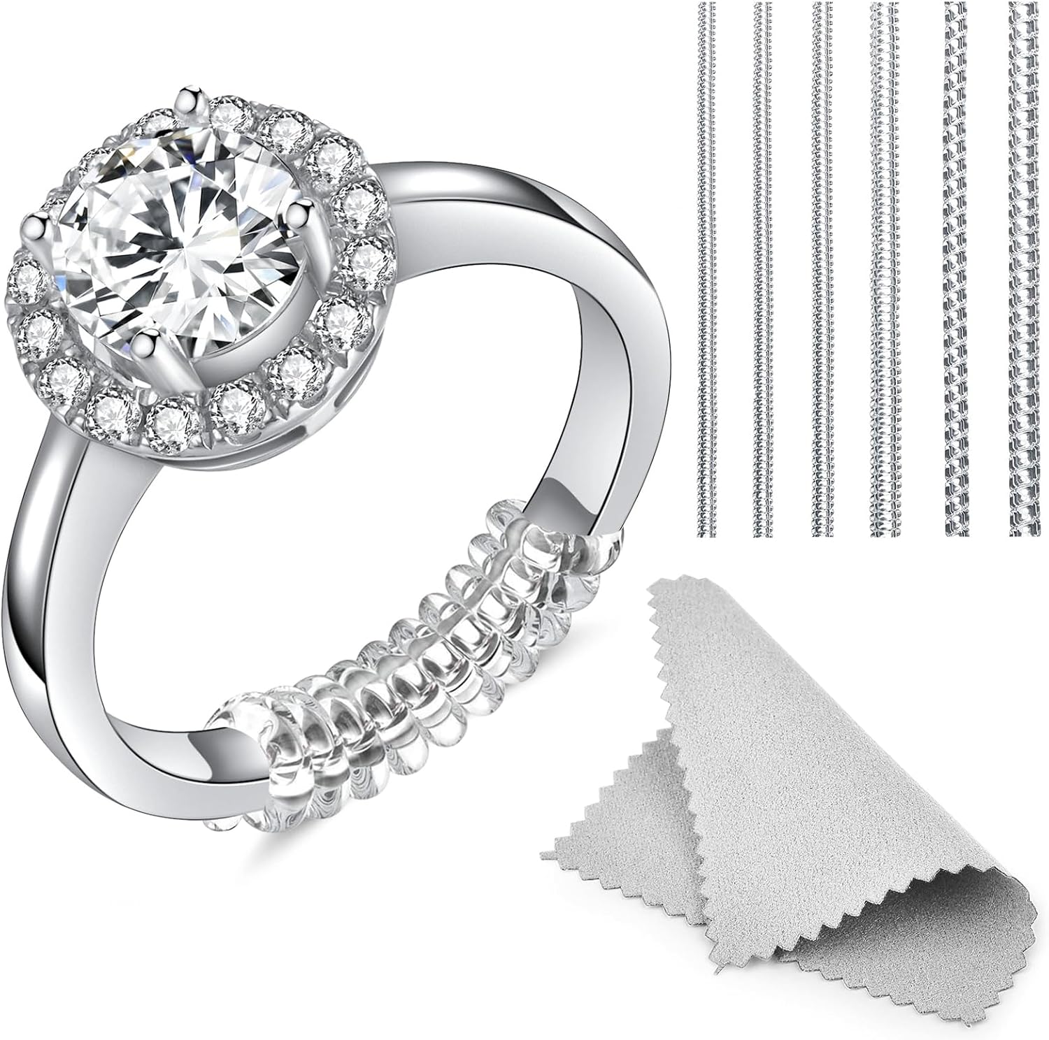 Haiou Ring Size Adjuster for Loose Rings - Clear Invisible Ring Guard, Spacer & Tightener | Sil. Resizer Extender