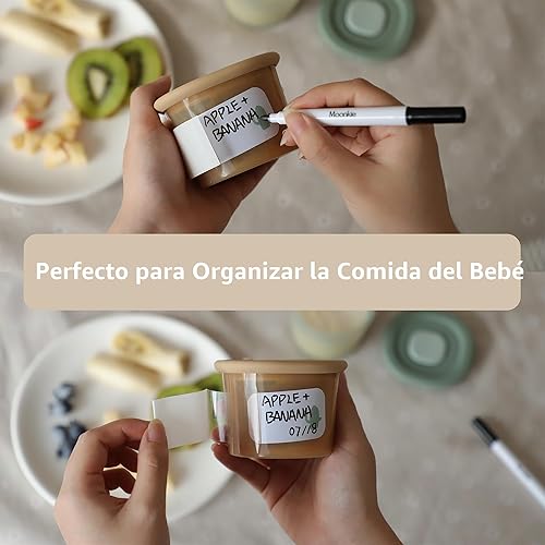 Miniatura 5 de Moonkie Recipientes de silicona para alimentos para bebés Tarros de almacenamiento de alimentos para bebés de 4 onzas con tapas herméticas