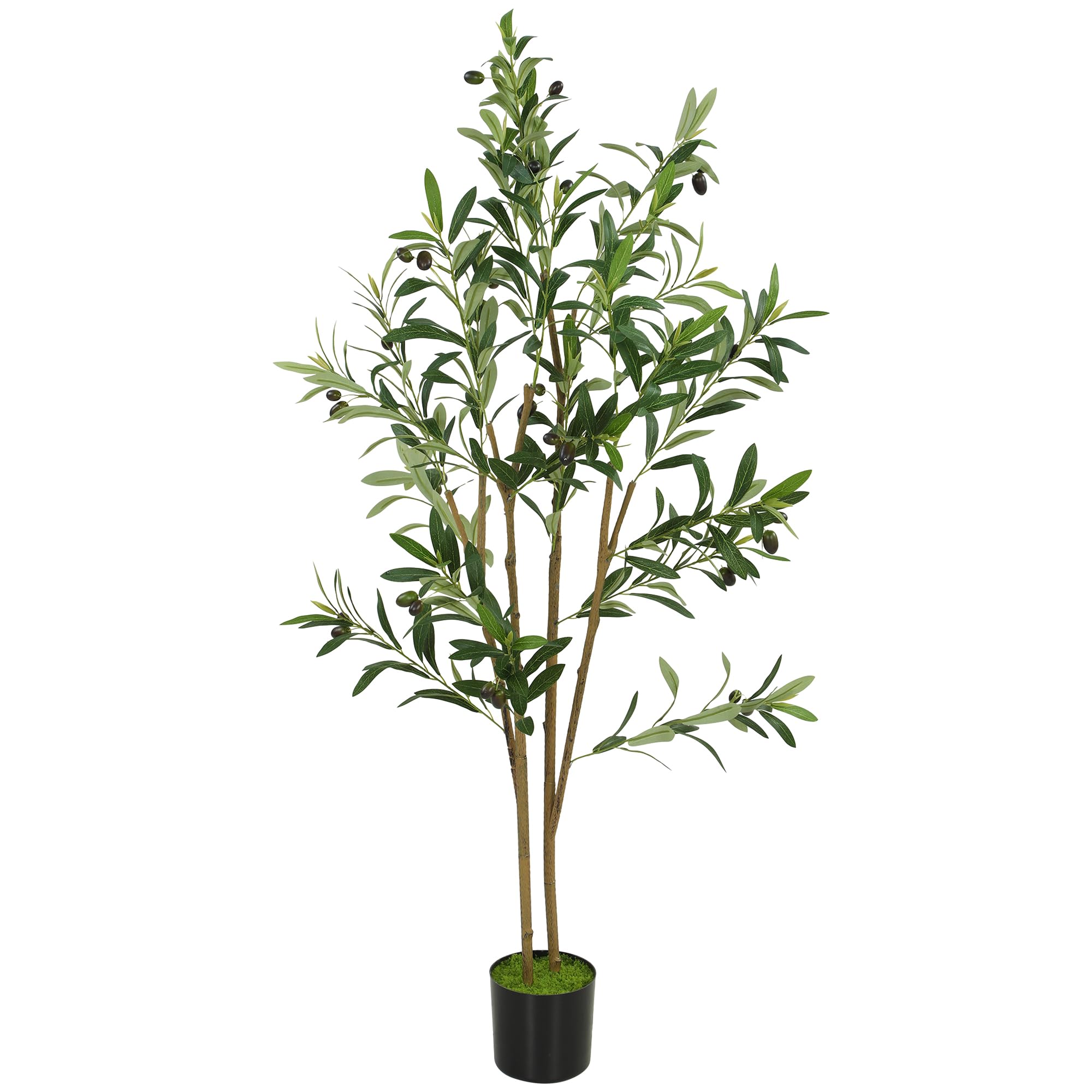 HOMCOM 120 cm Decorative Artificial Plant, Silk Olive Tree with 303 Leaves in Cement Pot, Fake Plant for Home, Office, Living Room, Indoor Decor