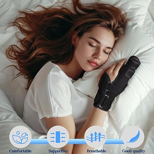 Miniatura 4 de Soporte de férula para dedos, soporte medio, meñique, anillo, metacarpianos y nudillos, tirantes de mano ajustables izquierda y derecha, enderezador