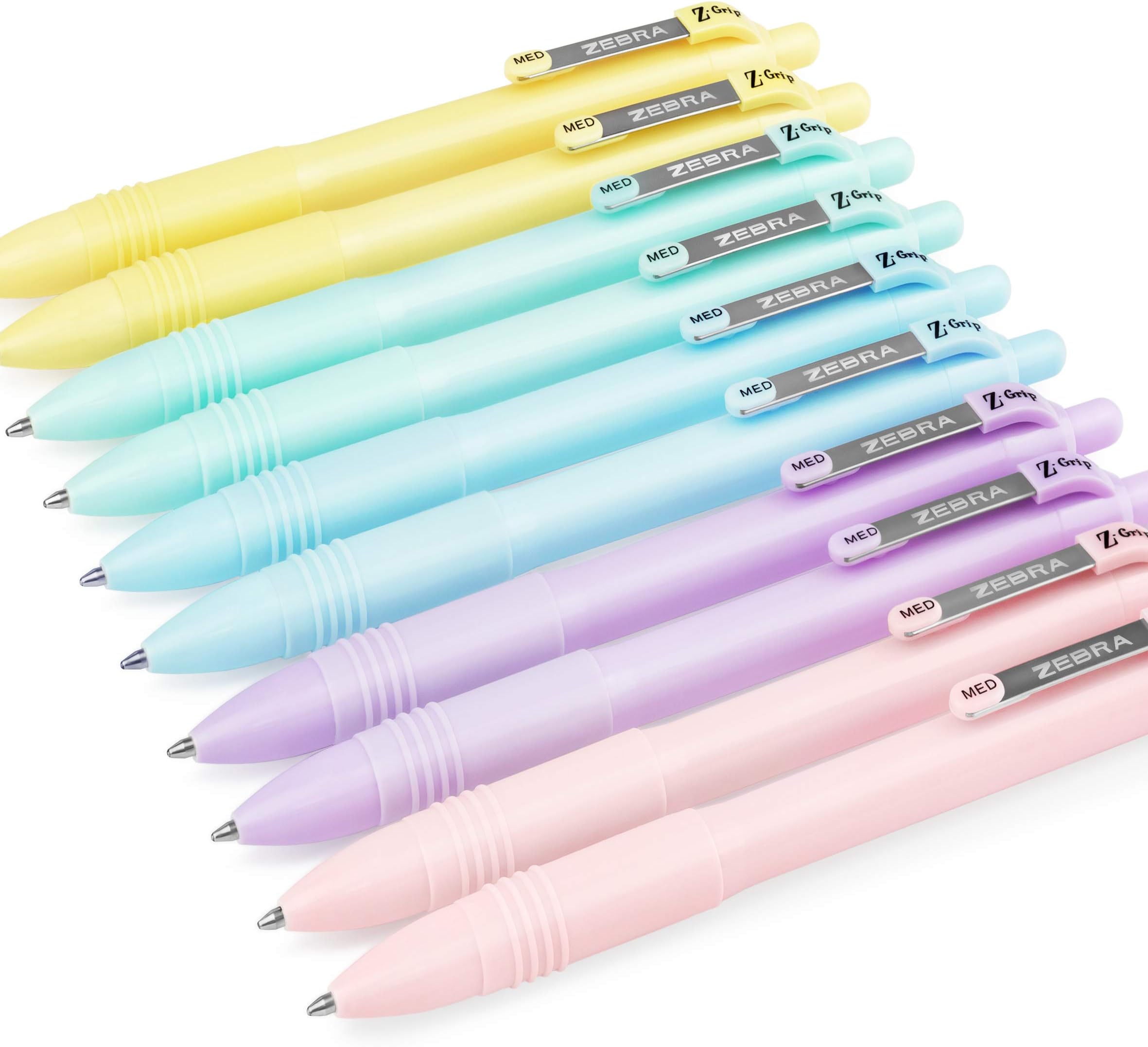 Zebra Z-Grip Smooth Ballpoint Pen - 1.0mm - Black Ink - 2 of Each Pastel Barrel - Pack of 10
