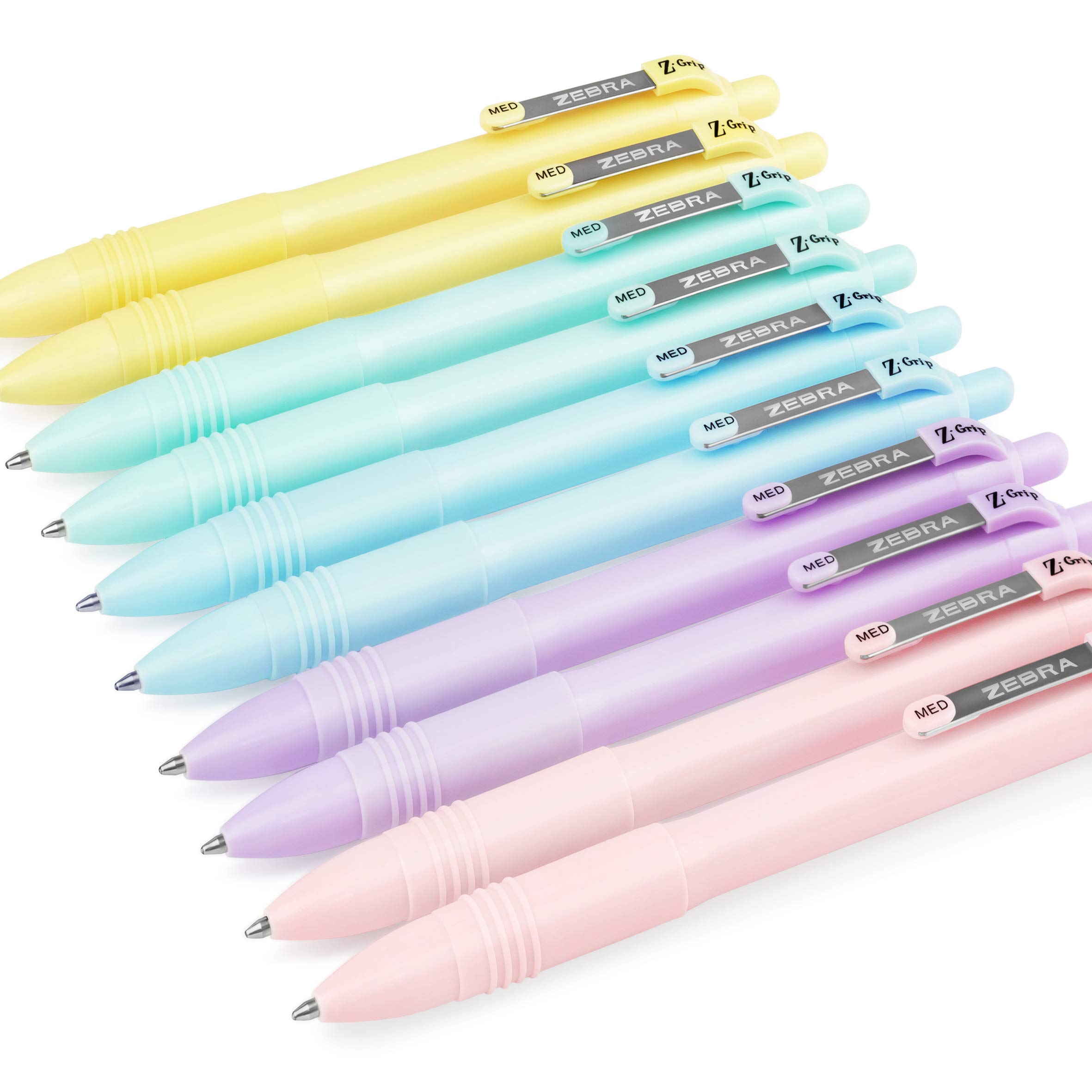 Zebra Z-Grip Smooth – Confezione Da 10 Penne A Sfera Retrattili – Punta 1.0 Mm, Inchiostro Nero, Corpo Neon (Blu, Rosa, Arancione, Giallo, Verde)