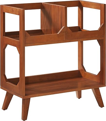 Miniatura 9 de Crosley Furniture Asheville - Soporte para discos moderno de mediados de siglo, almacenamiento de vinilo, con capacidad para hasta 260 discos, nogal