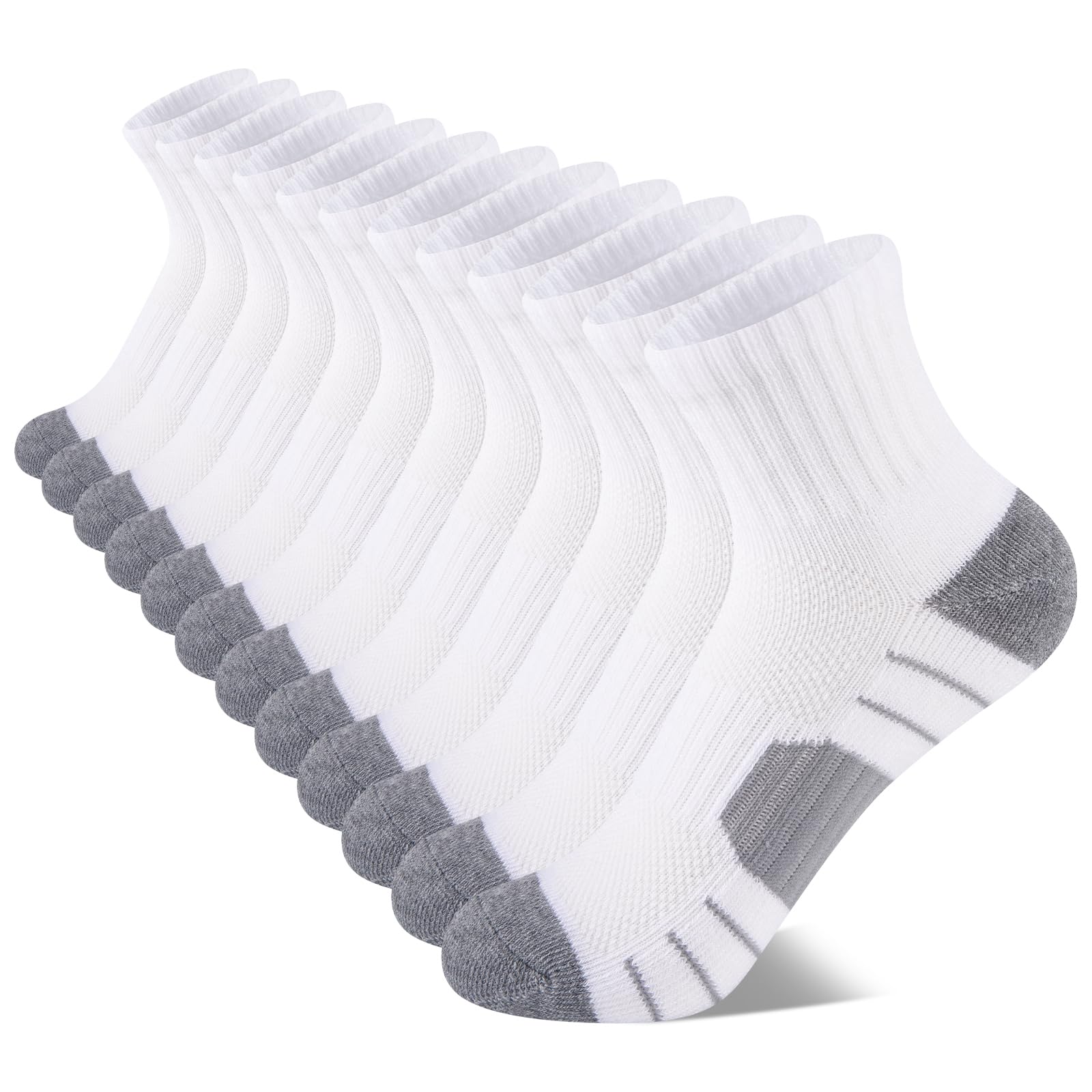 Comfoex 12 Pairs Boys Socks kids Cushioned Sport Short Quarter Athletic Sock For Little Big Kids 6-8 8-10 years
