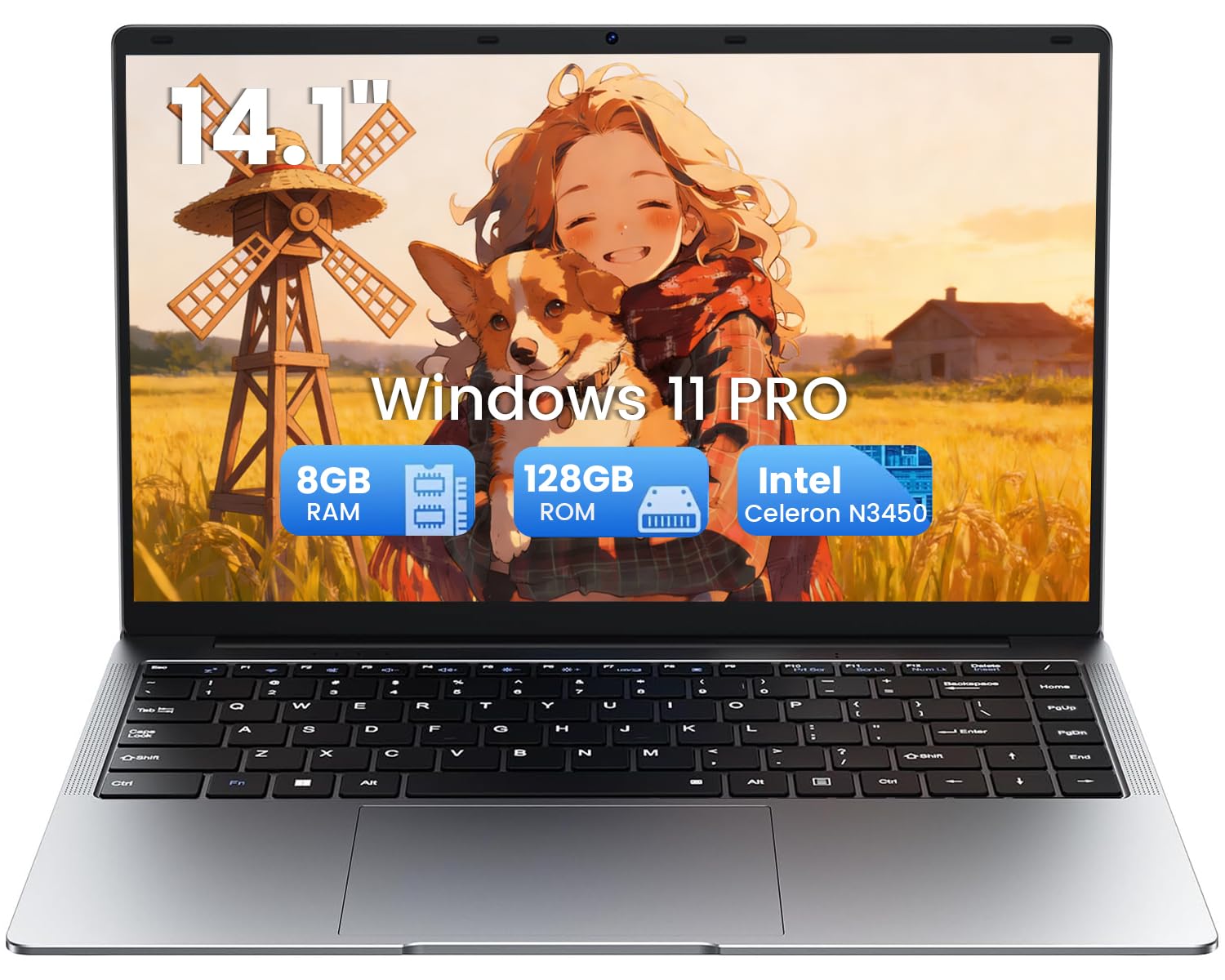 Kayoote 2026 Laptop da 14,1 Pollici, Computer portatile, Portatile 8 GB RAM 128 GB SSD, Pentium N3710, Display HD Notebook Laptop, 180°Chiusura Aperta, 4000 mAh, WiFi5, Supports TF Cards