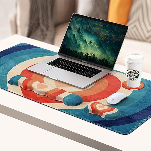 Miniatura 7 de iLeadon Juego de alfombrillas para mouse, alfombrilla de escritorio + alfombrilla de mouse con reposamuñecas + reposamuñecas para teclado +