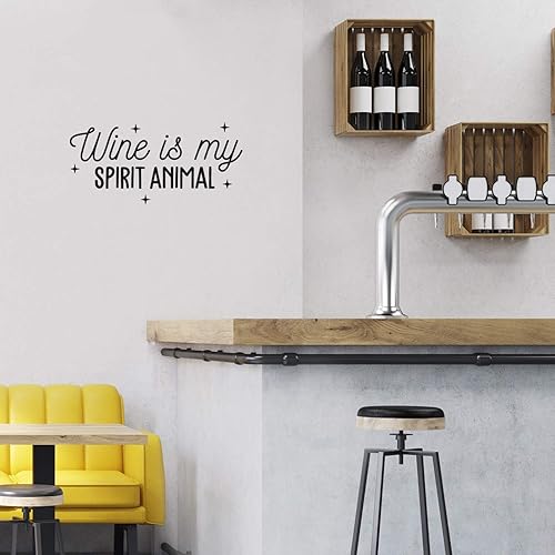 Miniatura 2 de Vinilo decorativo para pared, diseño de vino es mi espíritu animal, 10.5 x 22 pulgadas, humor moderno para adultos, cursiva, beber, hogar, sala de