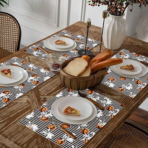 Miniatura 3 de 4 manteles individuales de Halloween, Pesadilla antes de Navidad, cero manteles individuales, decoraciones de Halloween, calabazas y cero manteles