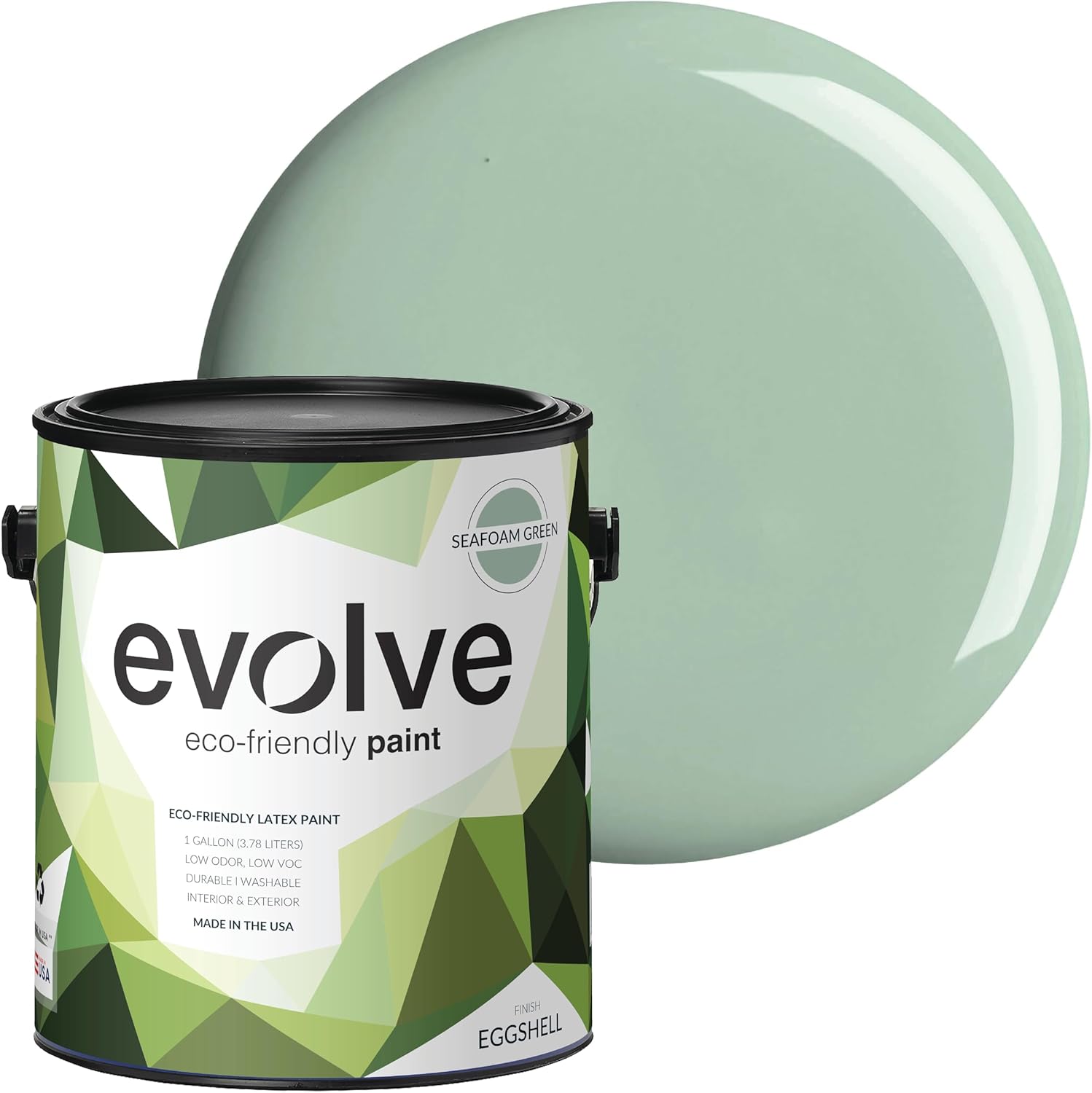 EVOLVE Paint & Primer: Environment-friendly, Low Sheen with One-coat Coverage for Interior & Exterior surfaces (Seafoam Green, 1-Gallon)