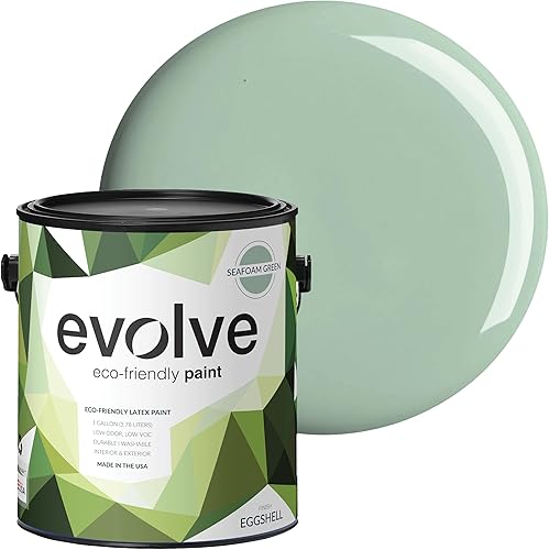EVOLVE Pintura e imprimación: Respetuoso con el medio ambiente, bajo brillo con cobertura de una capa para superficies interiores y exteriores Verde
