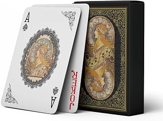 Illustration Art Playing Cards, Retro Style Deck of Cards, Poker Cards, International Standard Size, Suitable for Travel, Party Entertainment, (Golden)