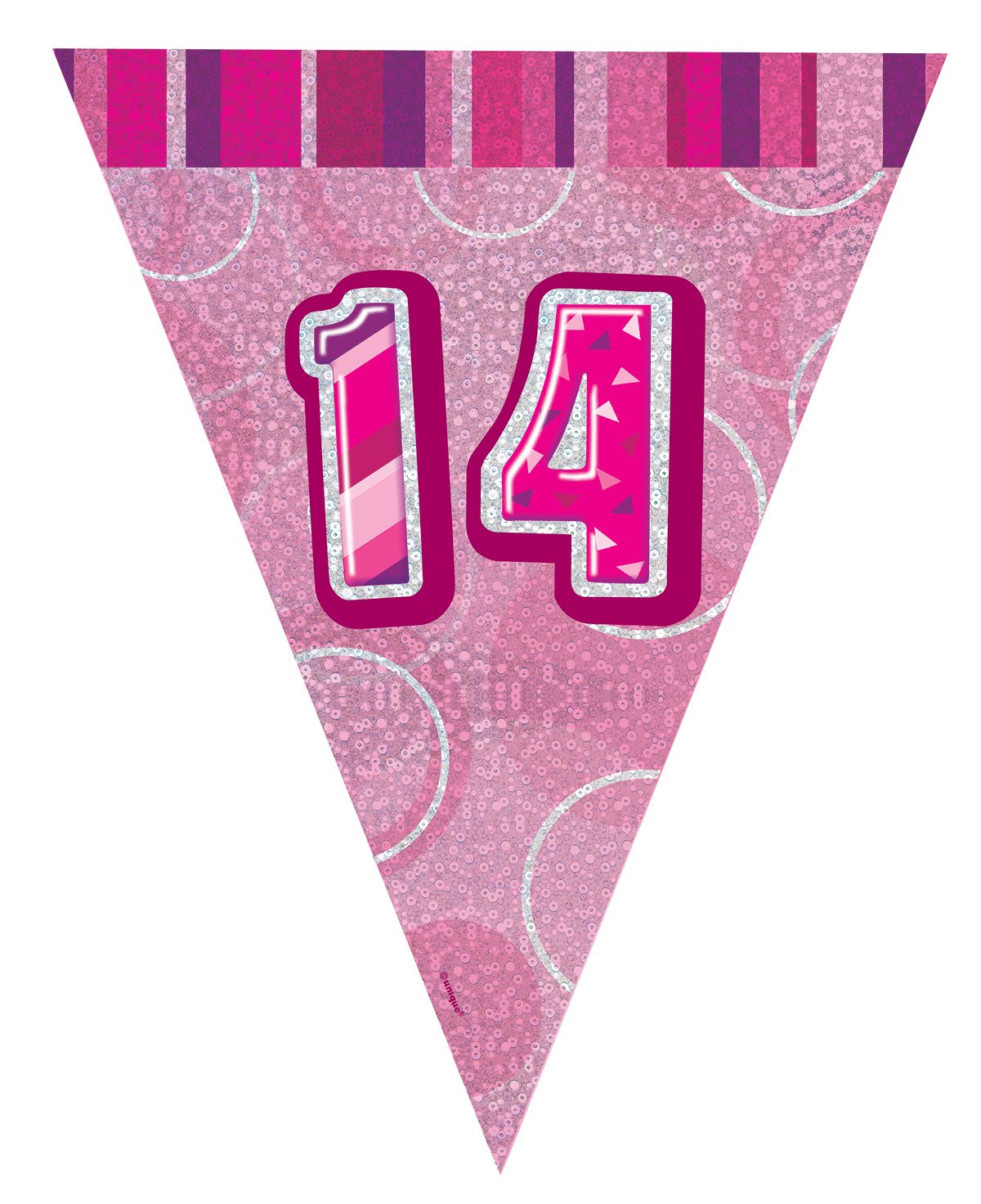 Unique Party 92068 - 9ft Foil Glitz Pink Happy 80th Birthday Banner — view 111