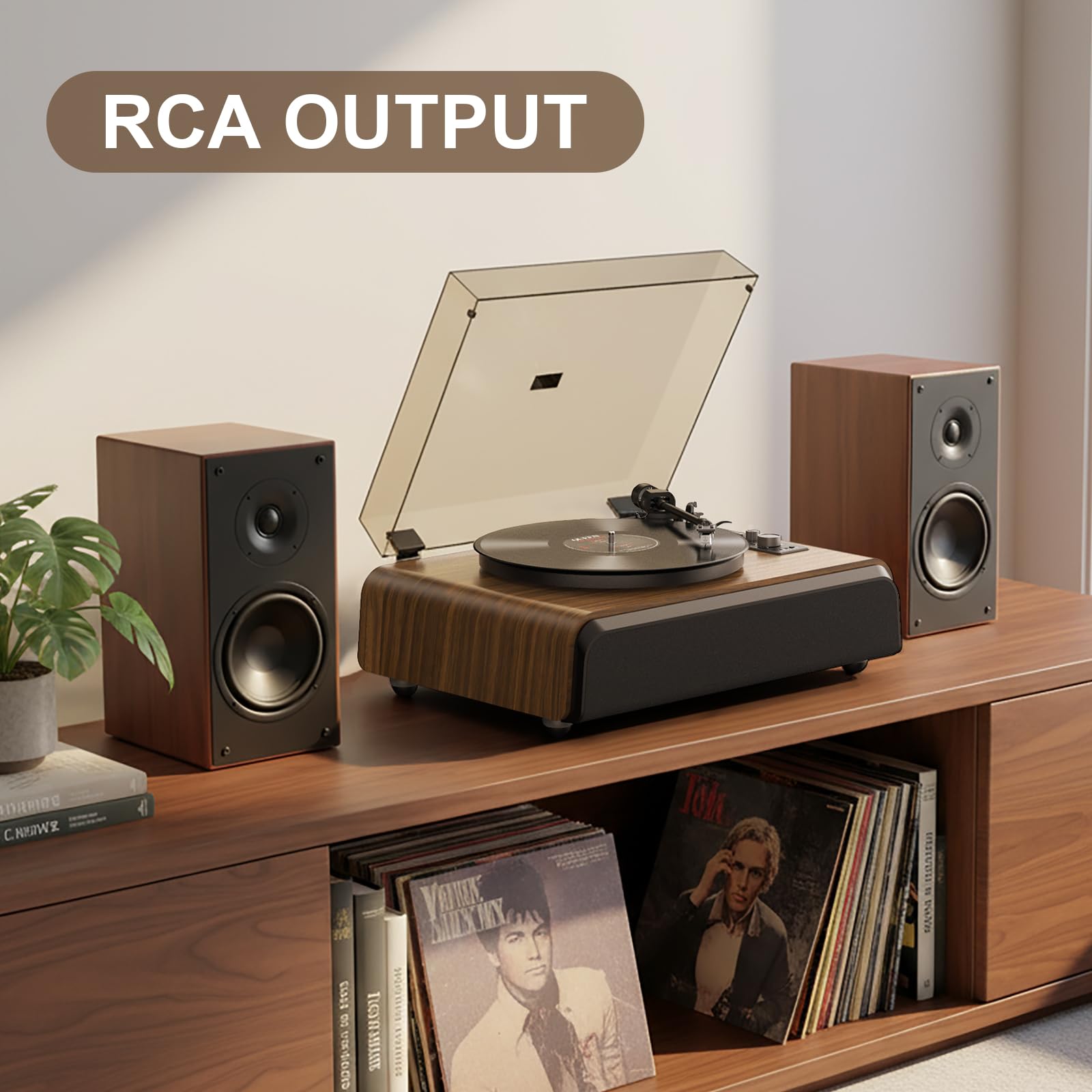 Plattenspieler High-Fidelity-Plattenspieler mit 2.1-K-Soundsystem, eingebauter Subwoofer für verbesserten Bass, Vinyl-Schallplattenspieler mit Magnetkartusche BT5.3-Wiedergabe