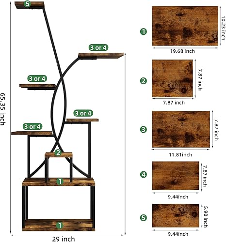 Miniatura 6 de Soporte para plantas de interior con luces de crecimiento, estante para plantas de 65 pulgadas de alto, soportes iluminados para plantas de cultivo