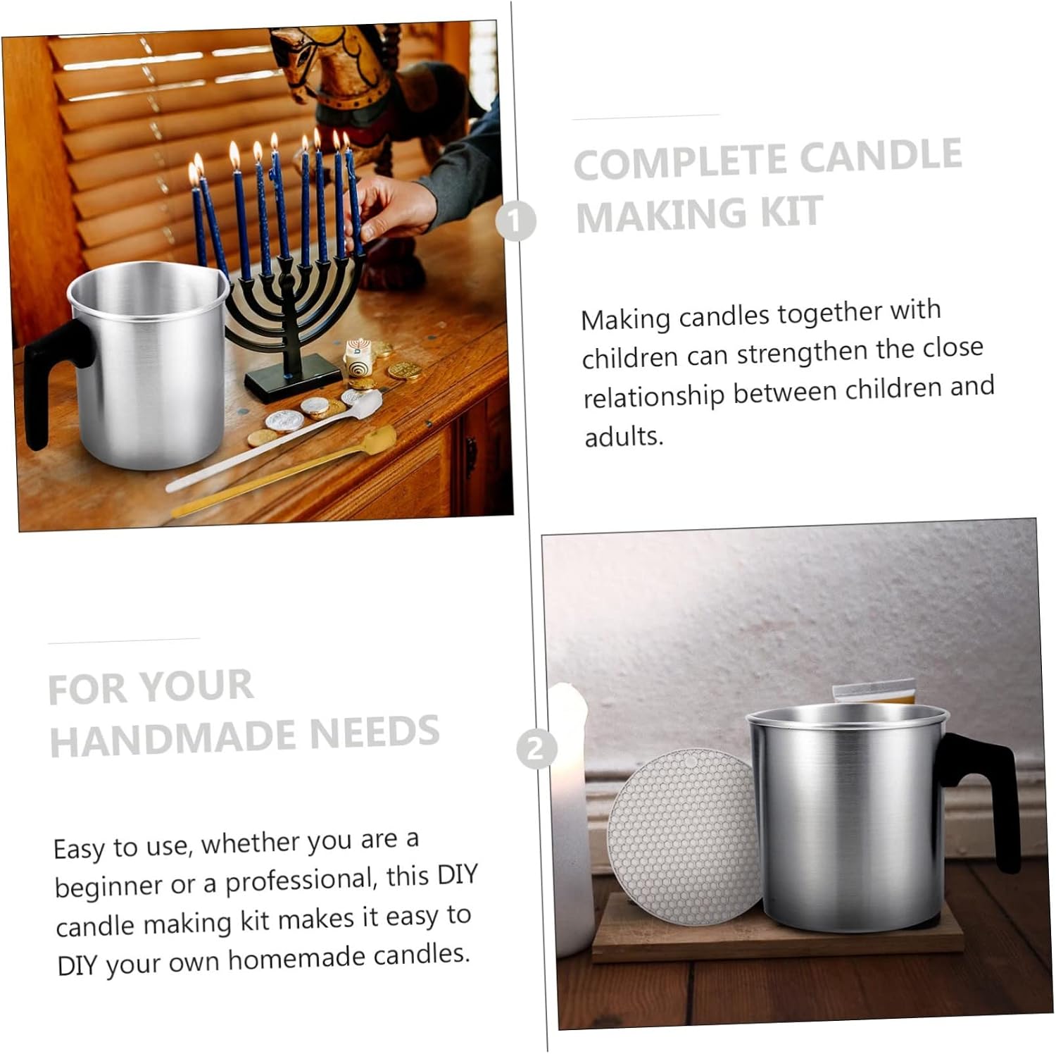ULDIGI Stainless Steel Candle Making Pouring Pot Kit DIY Candle Making Supplies for Beginners Professionals Easy to Use Durable Safe