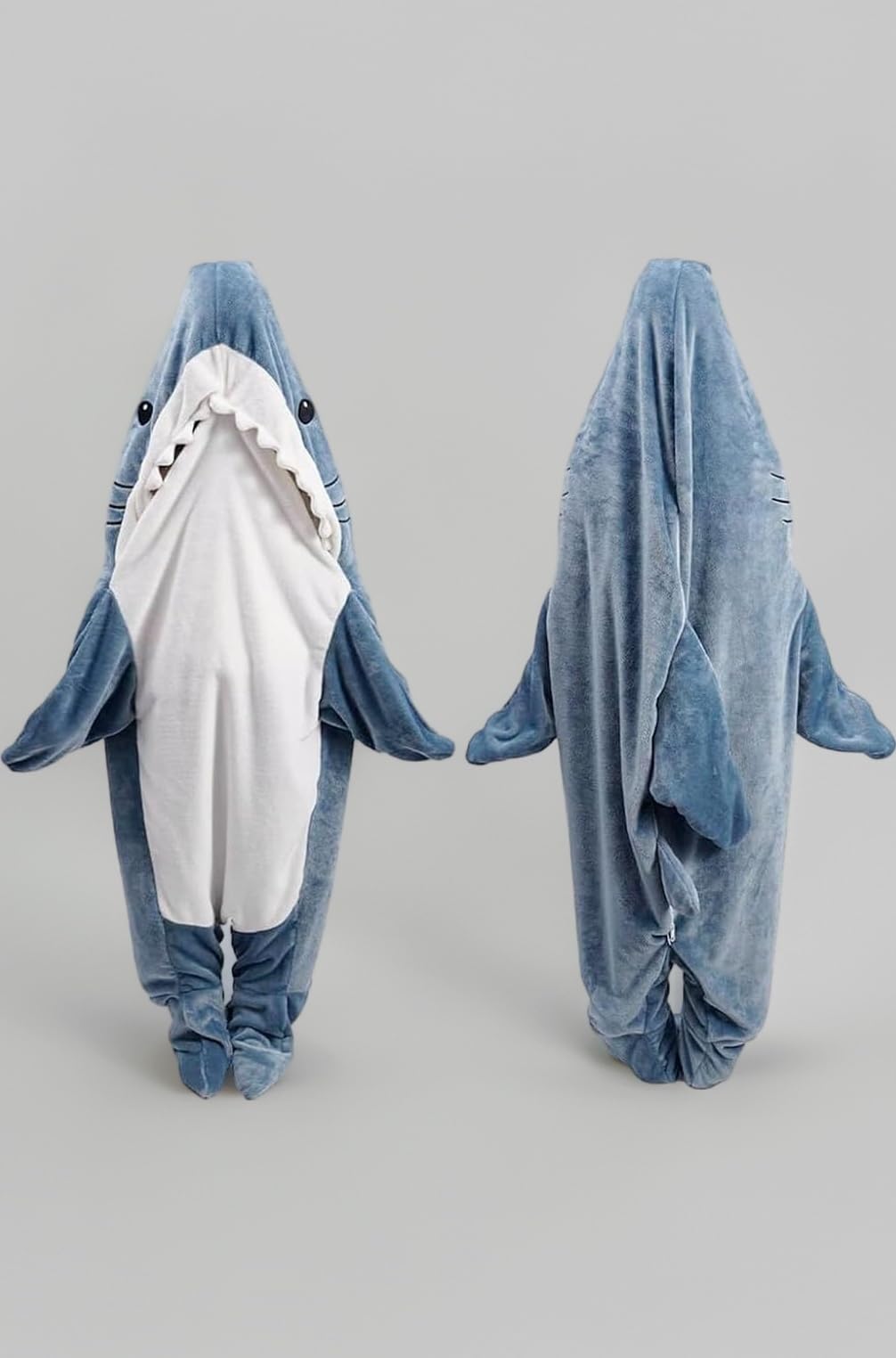 Shark Pajamas for Women and Men Warm Flannel Hoodie Soft Plush Wearable Blanket Sleeping Bag for Adults & Teens Overnight Pajamas Party Shark Onesie Costume, L