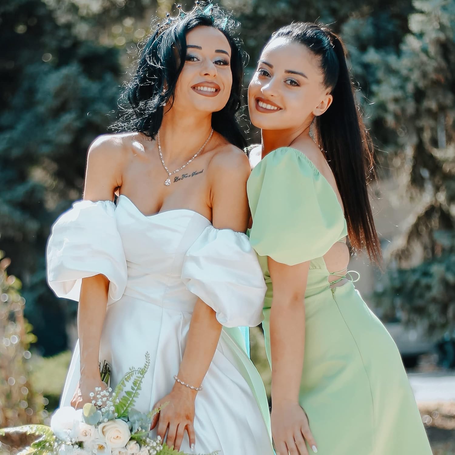 Crysdue Teardrop Bridal Jewelry Set for Wedding Party, Silver/14K/Rose Gold Plated Prom Costume Jewellery for Bride Bridesmaids Women, Cubic Zirconia Necklace Dangle Earrings Bracelet - Image 3