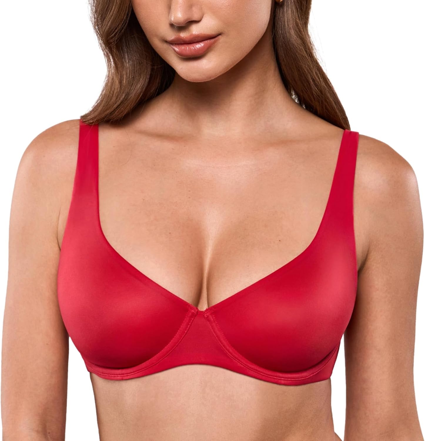 INLYRIC Women's Mesh Balconette Bra Sexy Demi Supportive Comfortable Seamless Underwire Unlined Sheer Bras