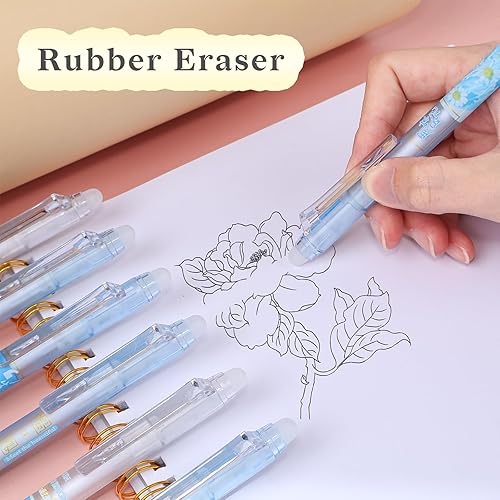 Miniatura 4 de 12 bolígrafos de gel borrables, hacen desaparecer los errores, punta fina de 0.020 in, escritura suave para rompecabezas de planificación, tinta