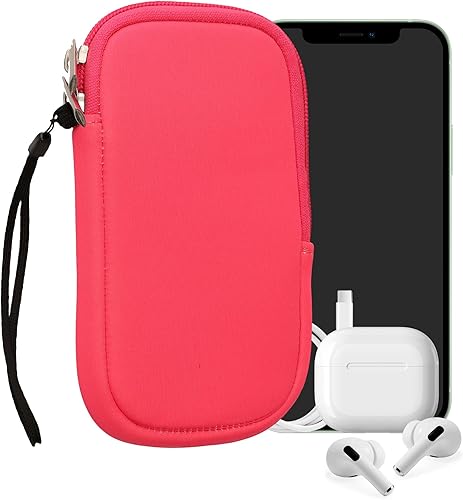 Miniatura 69 de kwmobile Bolsa de neopreno para teléfono tamaño XL - 6.7/6.8 pulgadas - Funda universal para celular con cremallera, correa para la muñeca, amarillo