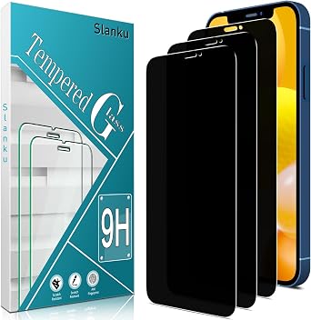 Slanku Privacy Screen Protector for iPhone 12, 12 Pro Tempered Glass Film