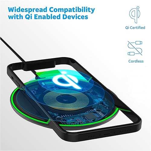 Miniatura 3 de AT&T Almohadilla de carga inalámbrica premium de 15 W para iPhone de Apple, Google Pixel y Samsung Galaxy con cable tipo C a C (blanco)