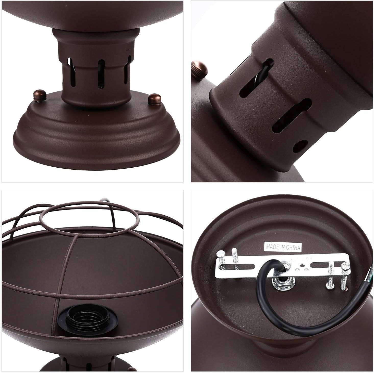 Farmhouse Flush Mount Ceiling Light - Easric Industrial Ceiling Light Fixture Rustic Copper Metal Cage Close to Ceiling Lamp E26 Base for Hallway Foyer Kitchen Porch Bronze