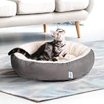 Love's Cabin Round Donut Cat and Dog Cushion Bed, 20in Bed for Cats or Small Dogs, Anti-Slip & Water-Resistant Bottom, Super Soft Durable Fabric Pet Beds, Washable Luxury Cat & Dog Bed Gray