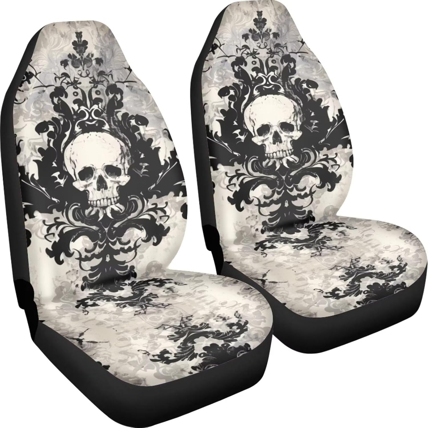 Gothic Skull Car Seat Covers Front Seat Protectors Automotive Seat Covers for Cars Trucks and SUVs (Set of 2),Auto Interior Covers