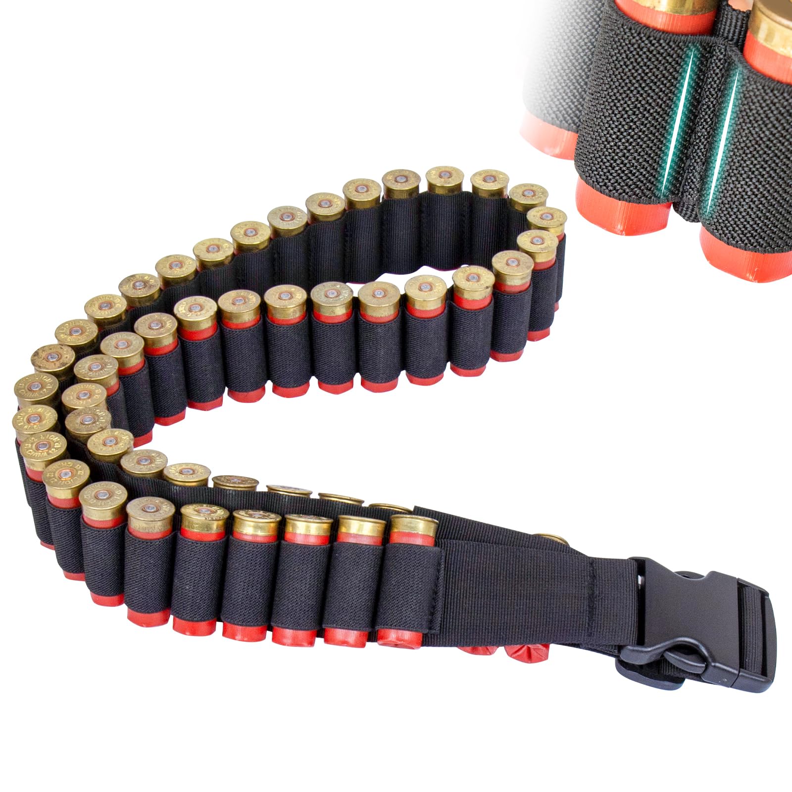 50 Rounds Shotgun Shell Bandolier for 12 Gauge Adjustable Nylon Shell Shoulder Carrier Belt Shotgun Outdoor Hunting
