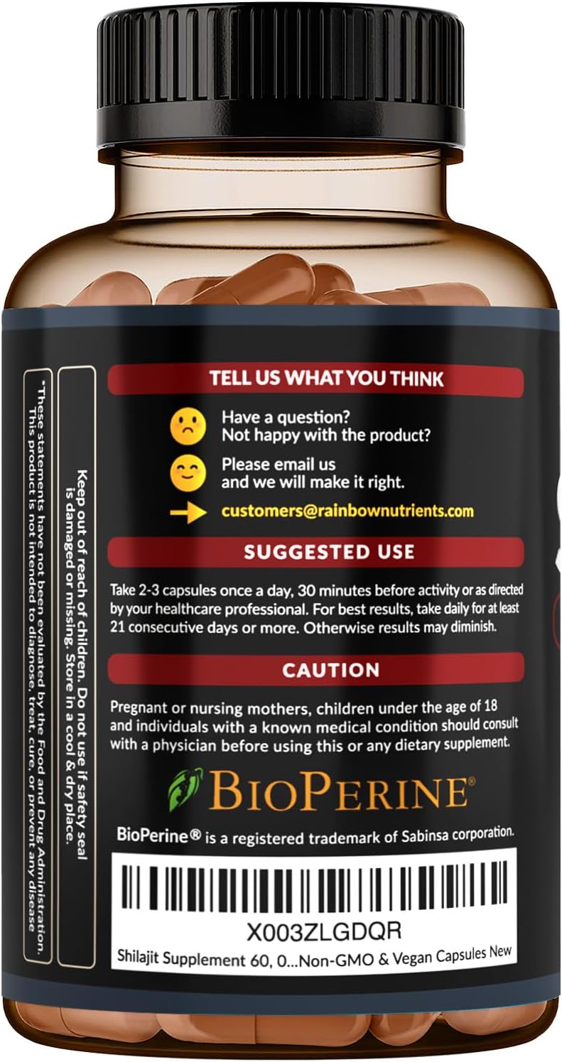 Pure Himalayan Shilajit Capsules Supplement (2,010mg + Absorption Enhancer+50% Fulvic Acid) Natural 30:1 Shilajit with 85+ Trace Minerals for Energy, Performance, Immune Support| Non GMO| 120 Pills - Image 9