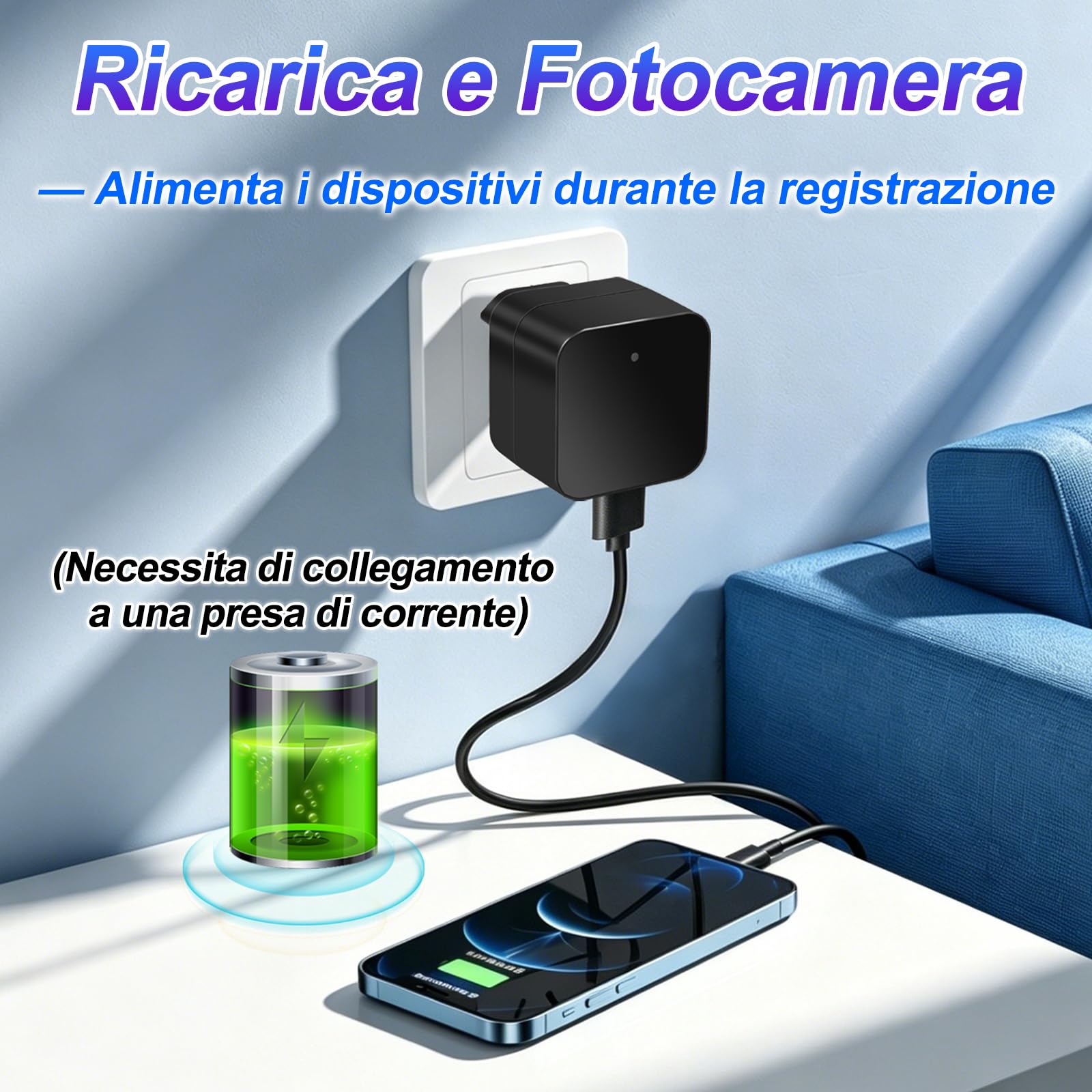 TANGMI Telecamera Spia WiFi 1080P, Rilevamento Movimento | Doppia banda 2.4/5GHz, 100° grandangolo, app Tuya Smart, avvisi istantanei, 2-in1