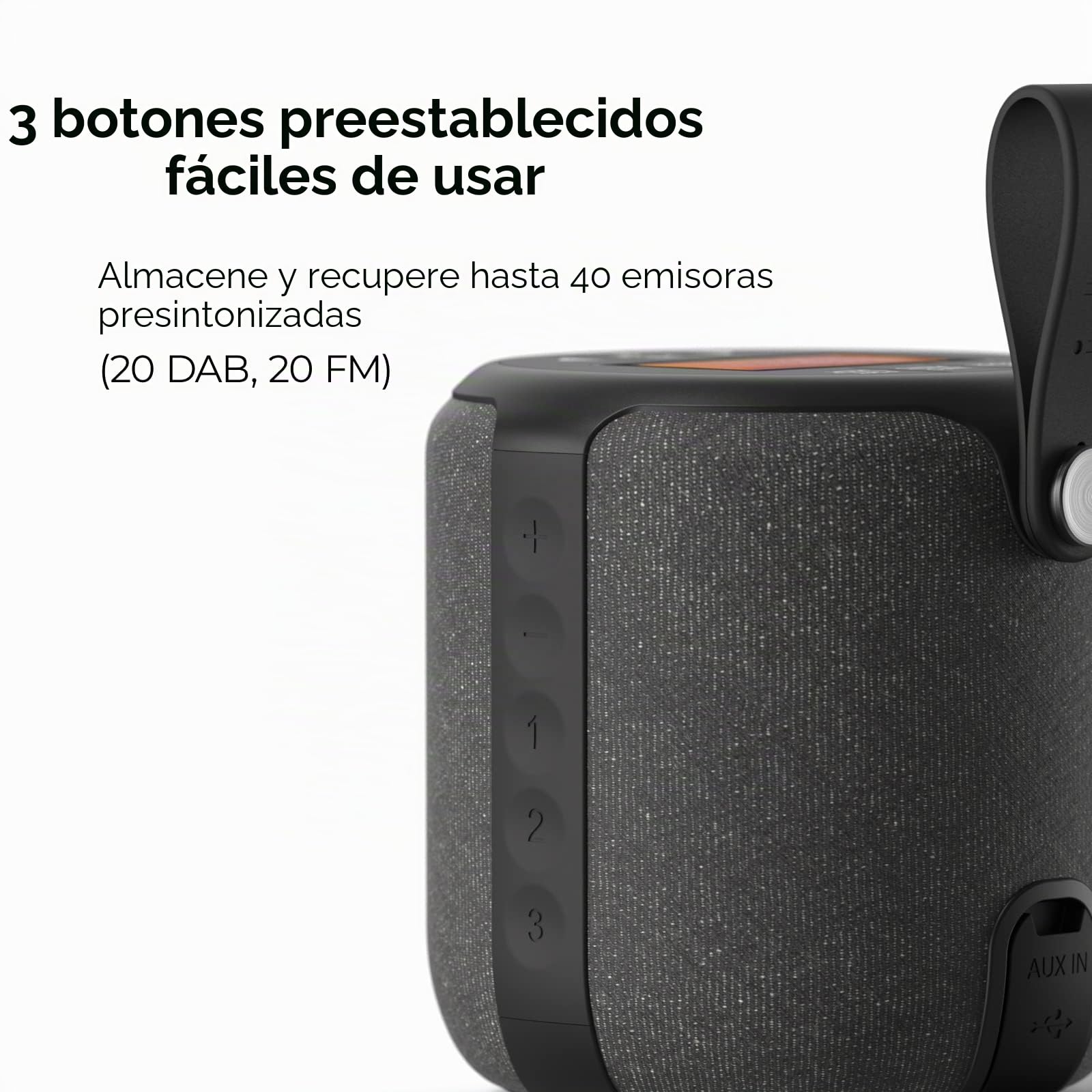 Dab Radio portátil, Altavoz Bluetooth, Radio Dab Plus/Dab, Radio FM, IPX4, Resistente al Agua, Tipo C, USB, 5 W, Recargable