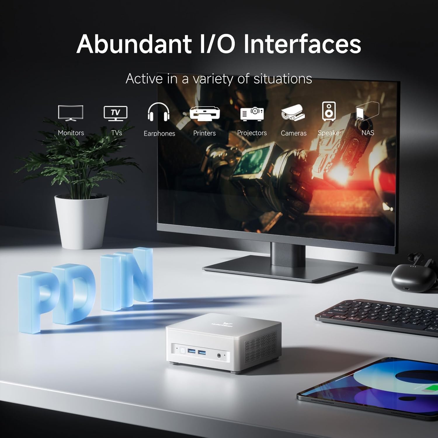 MINISFORUM UM750L Slim Mini PC, minicomputadora AMD Ryzen 5 7545U (6C/12T, hasta 4,9 GHz), 16 GB LPDDR5 y 512 GB SSD PCIe 4.0, DP/HDMI/USB4, 4 x USB Tipo A, LAN 2,5G, WIFI6E/BT5.2 — view 4