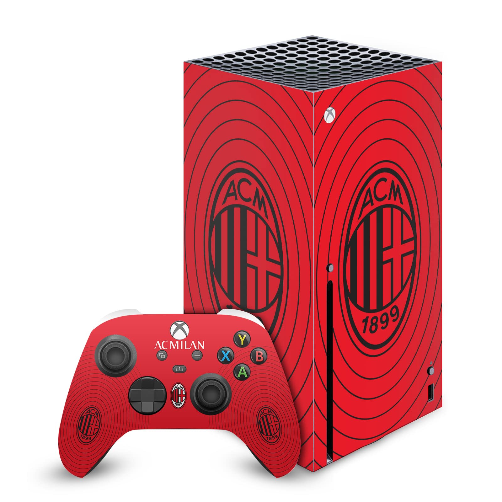 Head Case Designs sous Licence Officielle AC Milan Rouge Et Noir Art Vinyle Autocollant De Jeu Peau Autocollant Couverture Compatible avec Xbox Series X Console and Controller Bundle