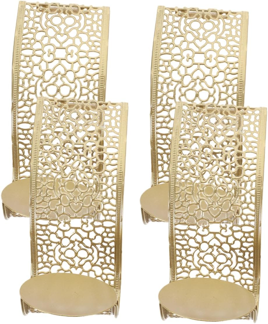 4pcs Decorative Wall Sconce Candle Holder Hollow Out Design Candle Stand for Home Decor Wall Mounted Accent for Living Room Dining Room Office