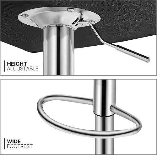 Miniatura 9 de MoNiBloom Juego de 2 taburetes de bar, de piel sintética ajustable en altura con reposapiés, taburete de cocina giratorio de 360 con respaldo,