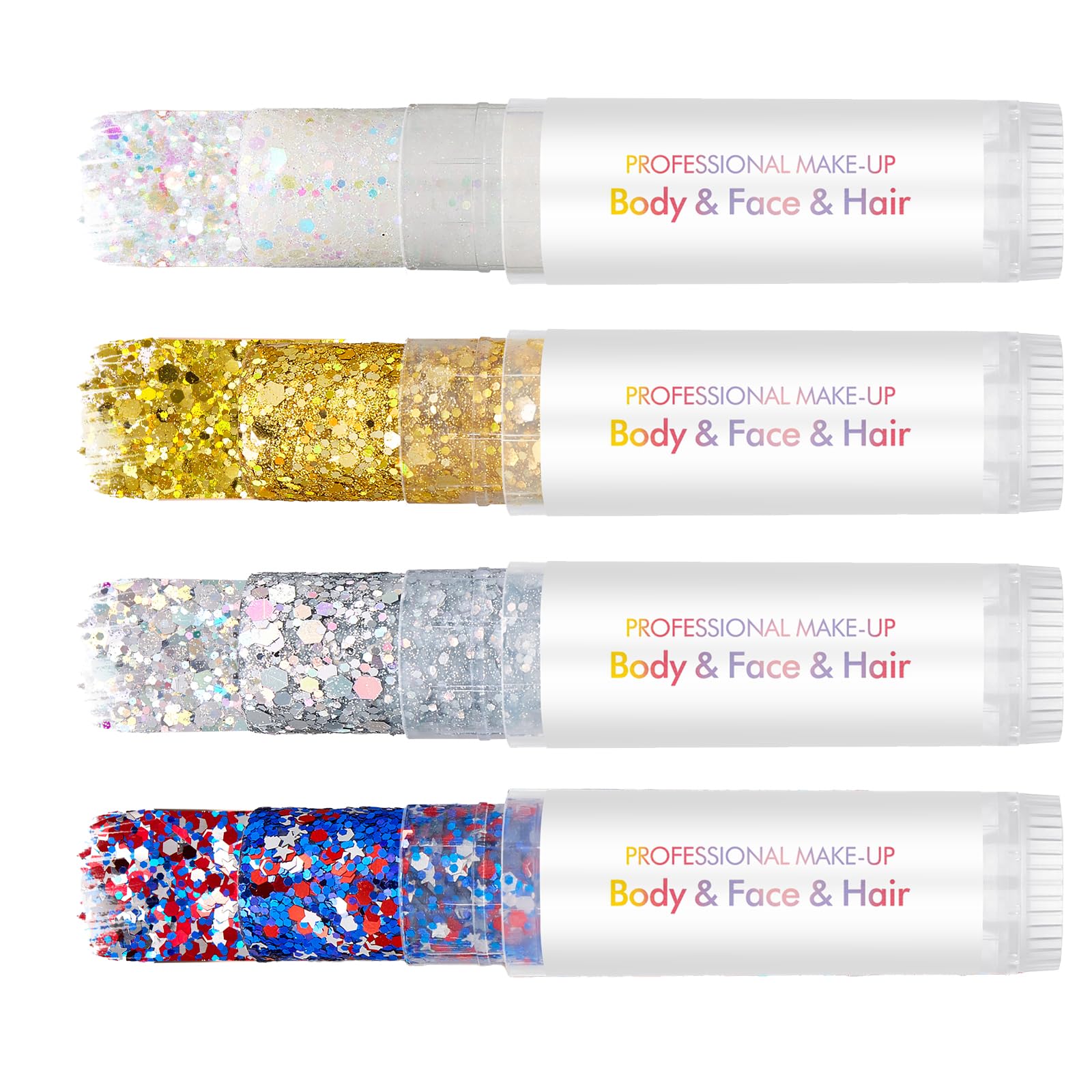 Lissymuse 4 Colors Face Body Hair Glitter Gel Holographic Chunky Sparkles