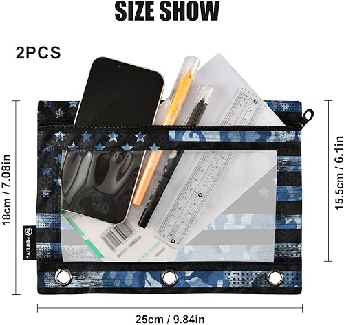 Miniatura 8 de Carpeta para el 4 de julio, carpeta vintage de camuflaje con bandera estadounidense para carpeta de 3 anillas, suministros de escritorio de oficina,