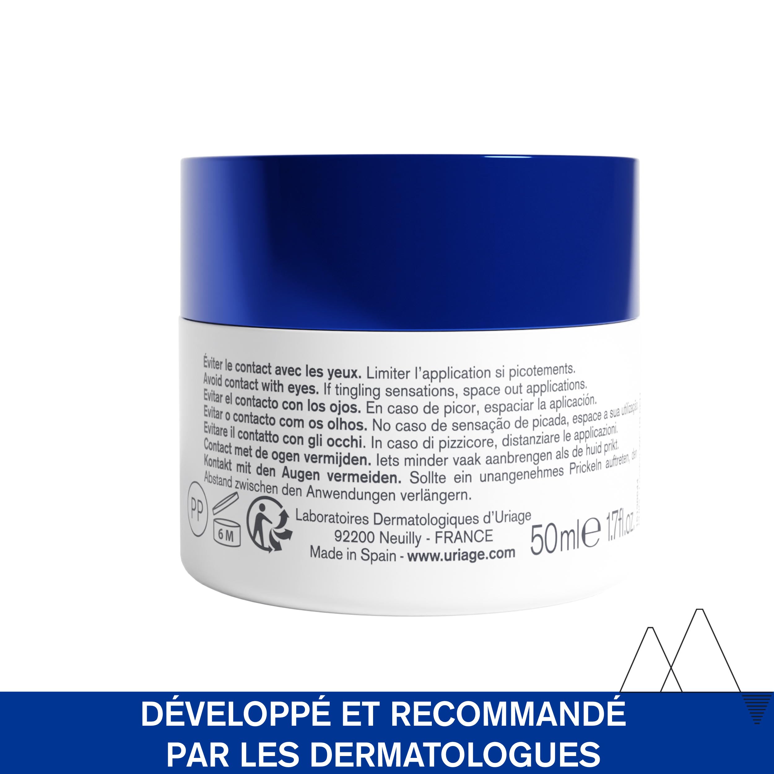 Uriage Age Lift Peel Crème Nuit Peau Neuve avec 3,6% d'AHA et d'Acide Hyaluronique - Lisse, Repulpe et Raffermit la Peau - Texture Riche et Crémeuse - Convient aux peaux sensibles - 50 ml