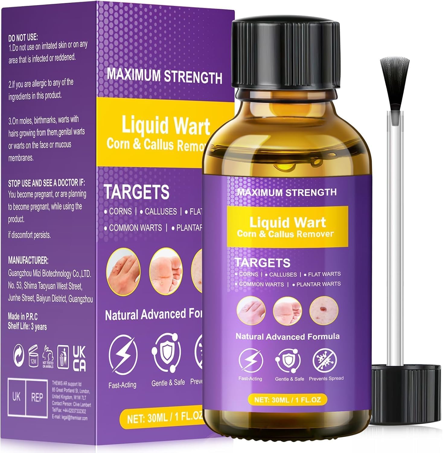 Wart Remover, Fast Acting Verruca Treatment, Effective Skin Tag Removal Kit for Feet & Hands, Gentle Removal for Common Warts, Plantar Warts, Corn and Calluse, Trusted by The Whole Family (30ML)
