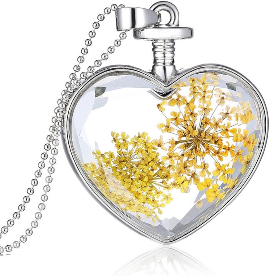 Dried Flower Büten Dandelion 3D Glass Pendant Glass Necklace