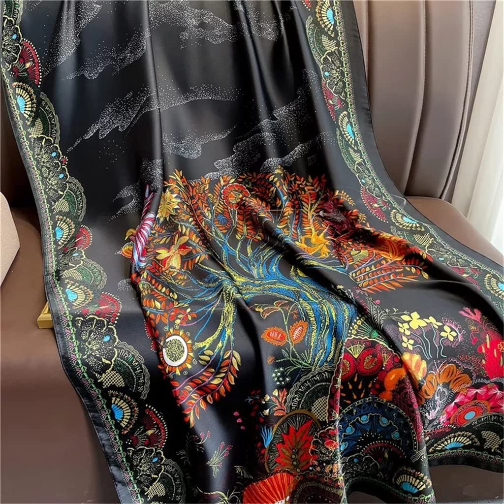 RWRAPS Bufanda de Seda para Mujer con Estampado Hijab, chales y Abrigos, Estola de Playa, pañuelo para el Cuello, Diadema Femenina (Color: A, tamaño: 35.4 x 70.9 in) (A 35.4 x 70.9 in)