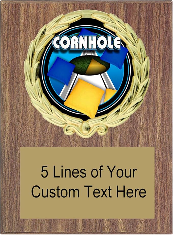 Amazon エクスプレス メダル 5x7 ウォールナットカラー コーンホール 額 賞トロフィー 刻印プレート付き FCL455