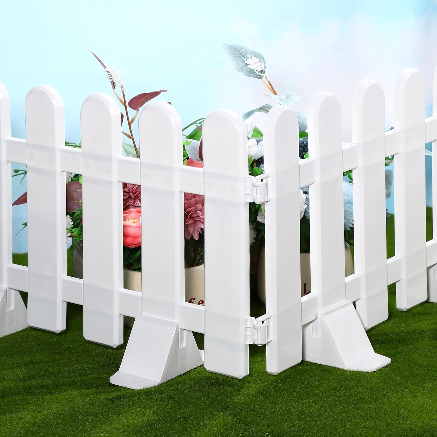 2個プラスチック製 フェンス 花壇縁取り 中用 景観エッジング 幼稚園 クリスマスツリー装飾 園芸 園境界 ポータブル保護フェンス