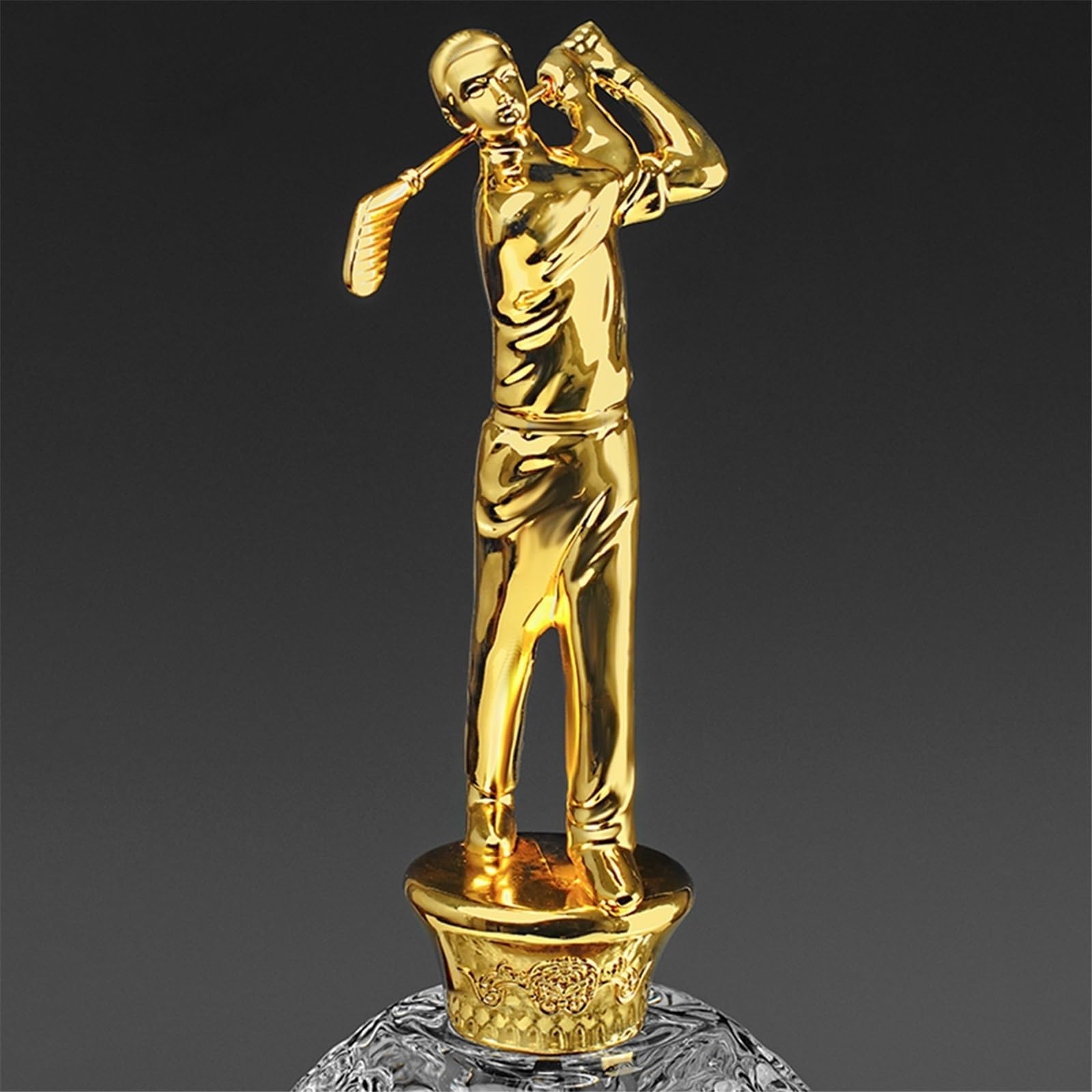 Trofei per Tornei di Golf - Oro, Argento, Bronzo con Base in Legno Massello E Scritte Personalizzate per Commemorazioni di Campionati Sportivi(Gold)