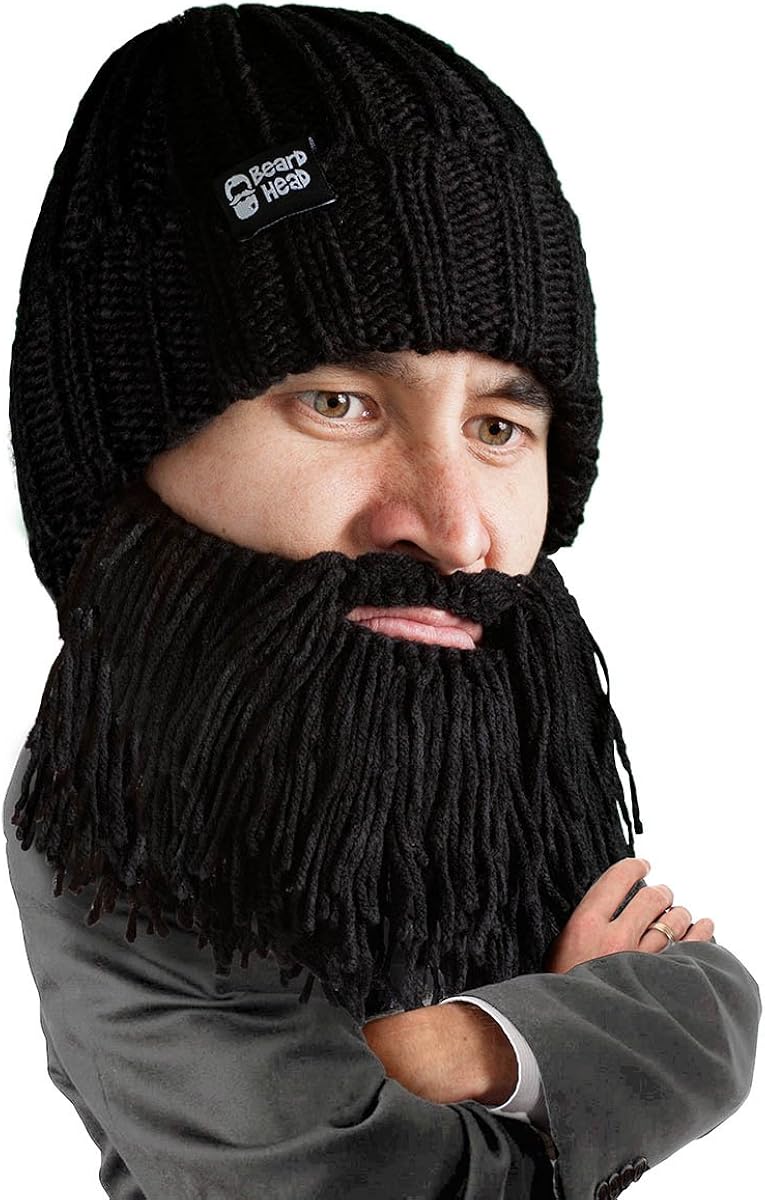 BEARD HEAD Barbarian Vagabond Beanie Funny Knit Hat and Fake Beard
